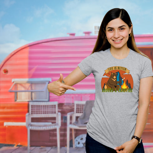 Life is Better by a Campfire Crewneck T-Shirt-Unisex